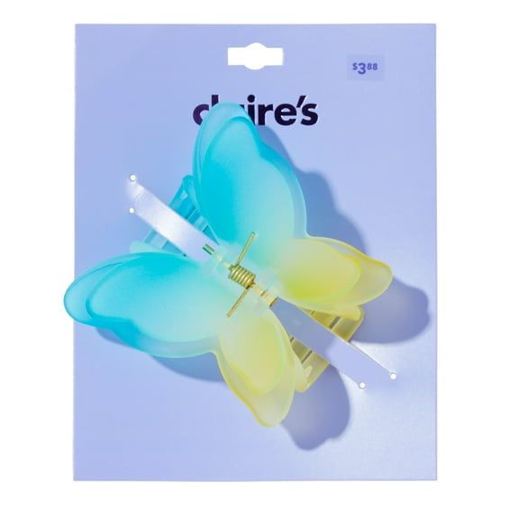 Claire's Girls Teen Girl Ombre Blue and Yellow Butterfly Large Hair Claw Clip