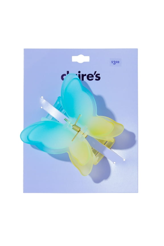Girls Teen Girl Ombre Blue and Yellow Butterfly Large Hair Claw Clip