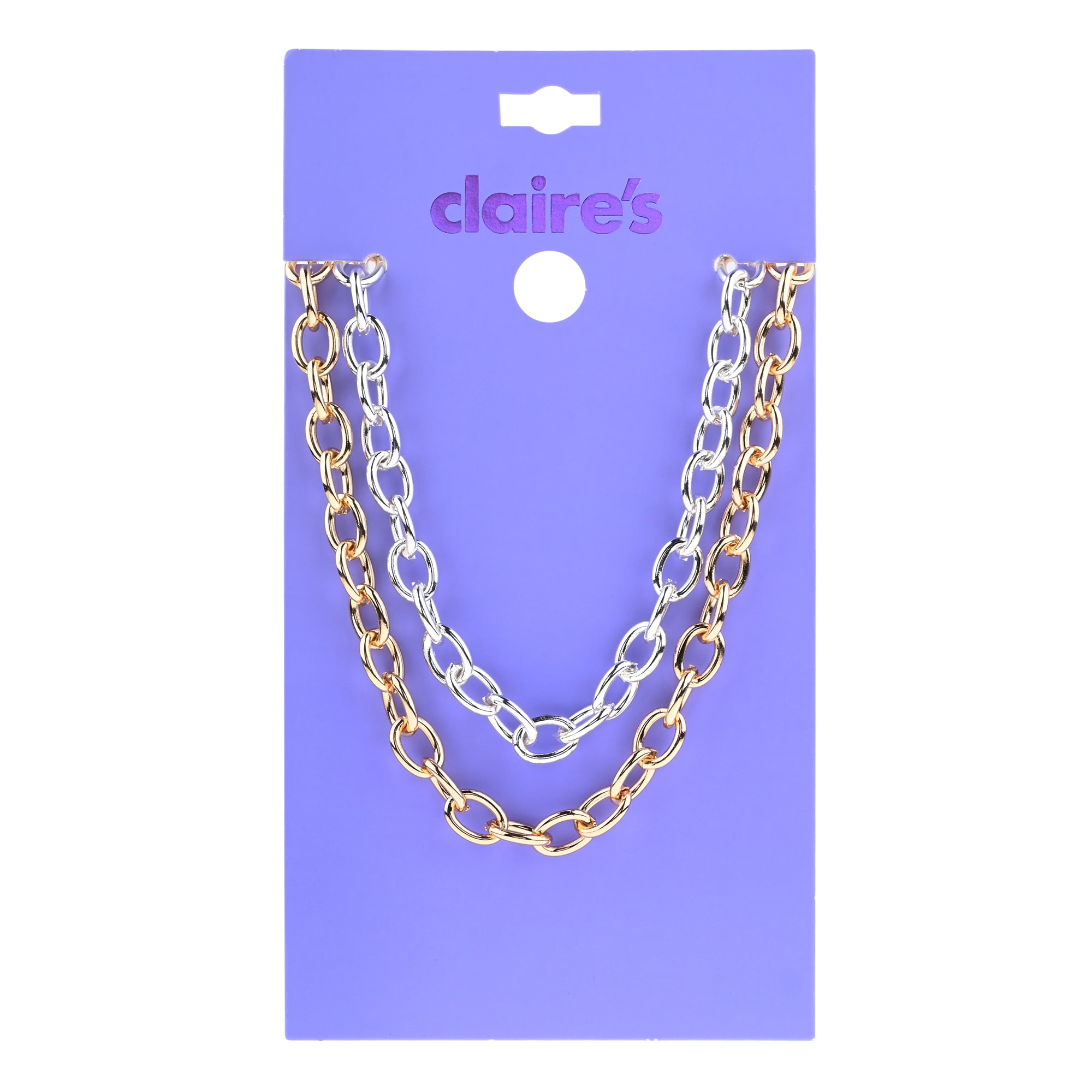 Claire's Tween Girls Gold and Silver Chain Necklaces Jewelry - 2 Each