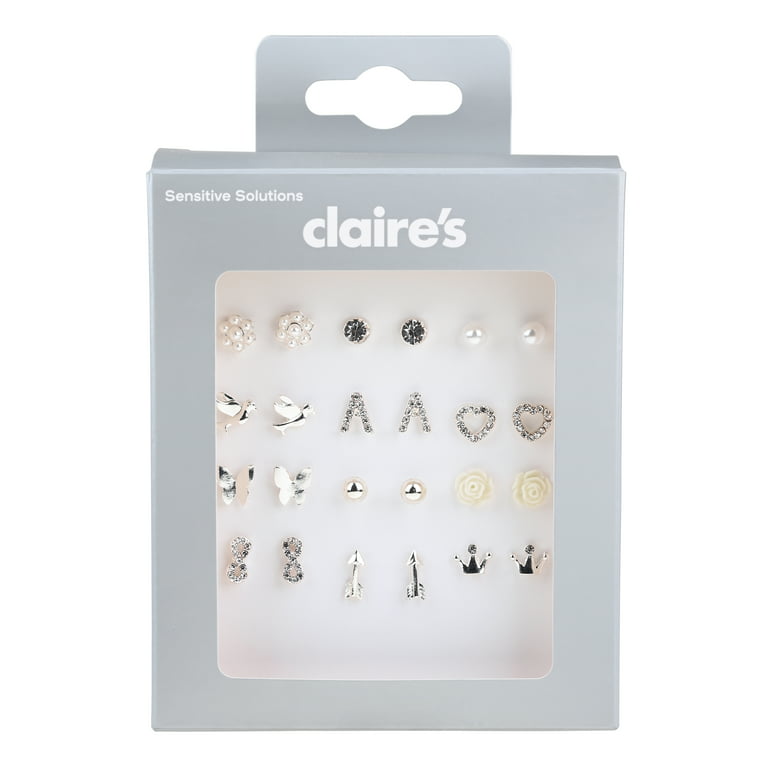 Claire's Girls 12 Pairs of Stud Earrings w/Gemstones Choose  Colors/Gold/Silver