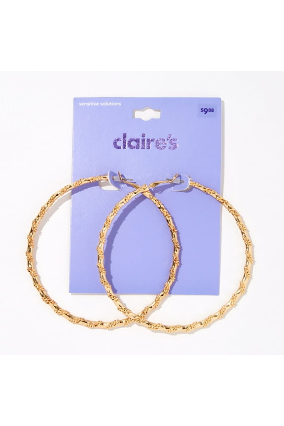 Gold 80MM Twist Hoop Clutchback Earrings