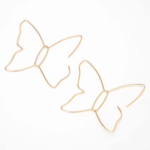 Claire's Gold Metal Wire Butterfly Earrings
