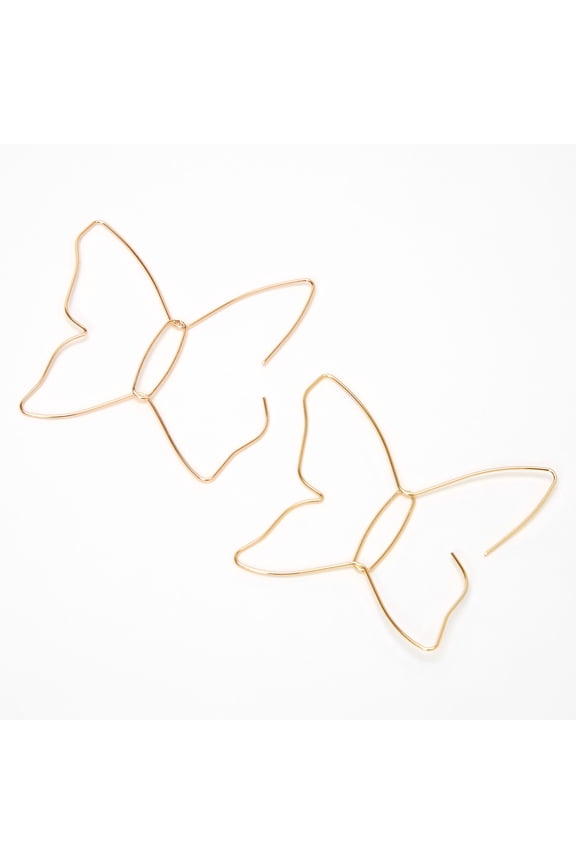 Gold Metal Wire Butterfly Earrings