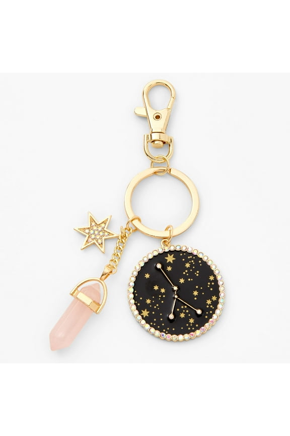 Gold Mystical Gem Zodiac Keychain - Cancer, Metal