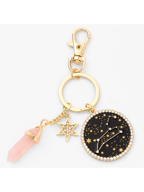 Gold Mystical Gem Zodiac Keychain - Leo, Metal