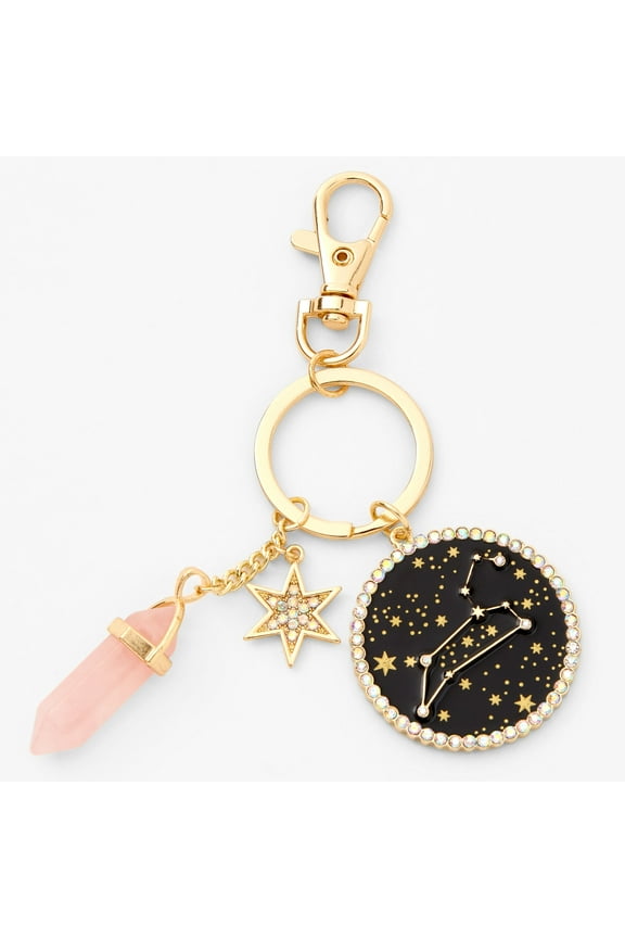 Gold Mystical Gem Zodiac Keychain - Leo, Metal