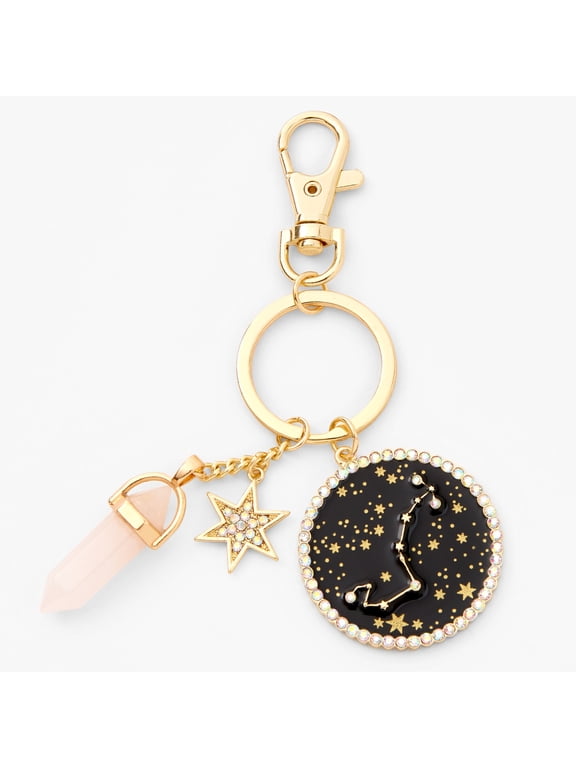 Gold Mystical Gem Zodiac Keychain - Scorpio, Metal
