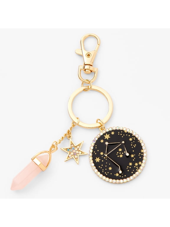 Gold Mystical Geml Zodiac Keychain - Libra, Metal
