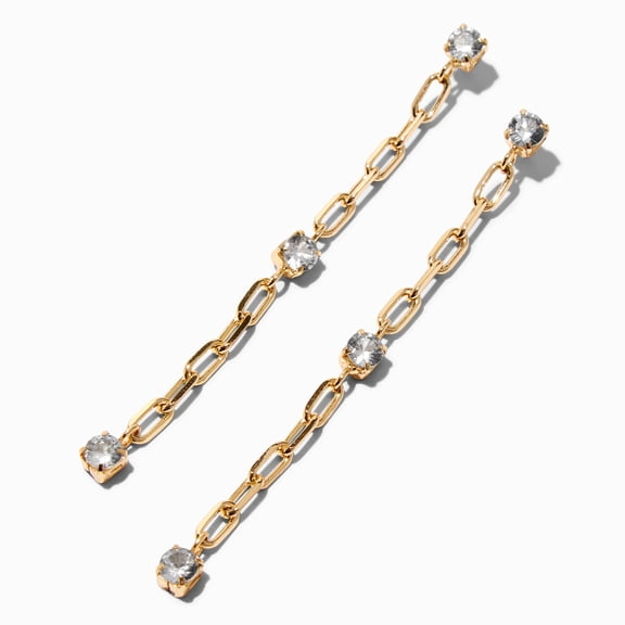 Claire's Gold Paperclip Cubic Zirconia 3" Drop Earrings Tween Female