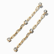 Claire's Gold Paperclip Cubic Zirconia 3" Drop Earrings Tween Female