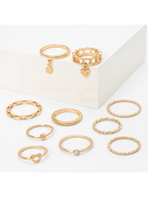 Gold Woven Charm Rings - 10 Pack