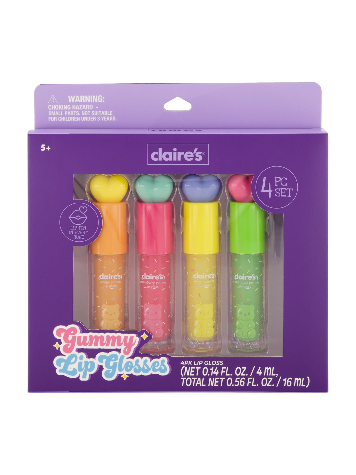 Claire's Gummy Lip Gloss 4 Pcs