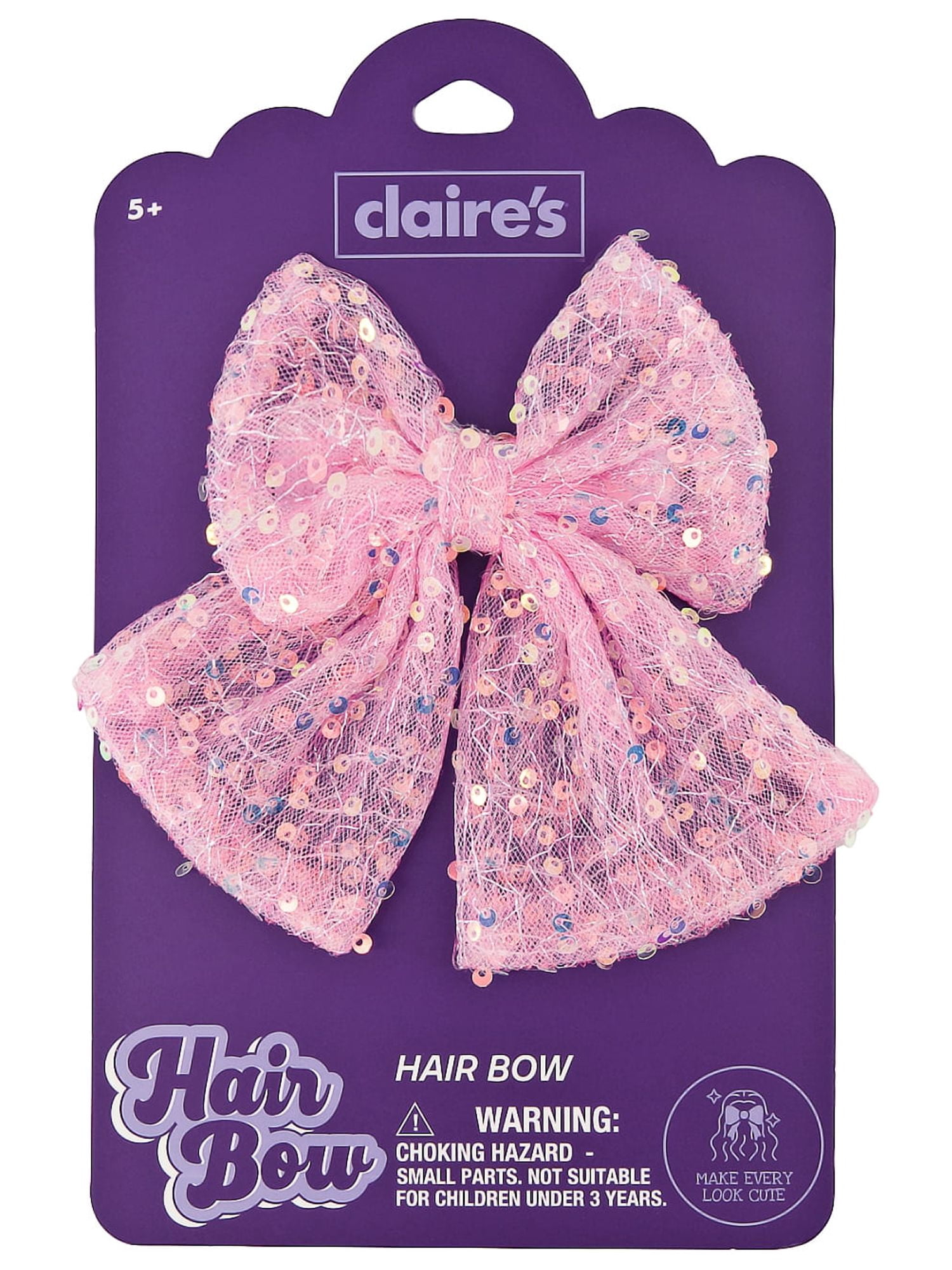 Claire's Hair Jumbo Sequin Bow - Pink