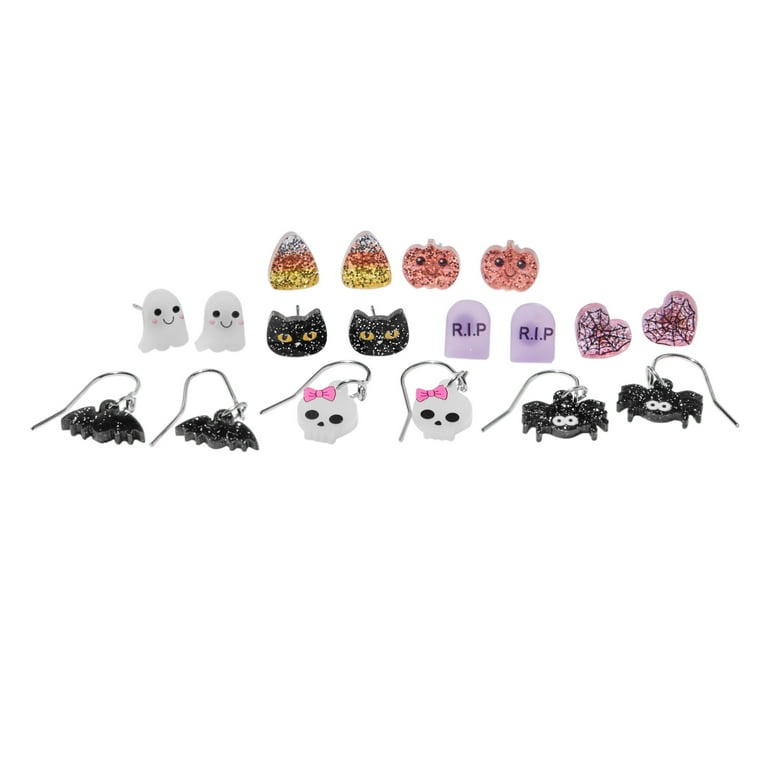 Claire's Halloween 9-Pair Stud and Dangle Earrings with Glitter