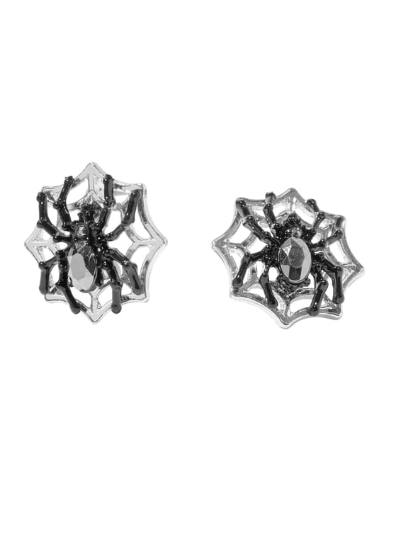 Halloween Spider and Web Stud Stone Earrings, 1-Pair