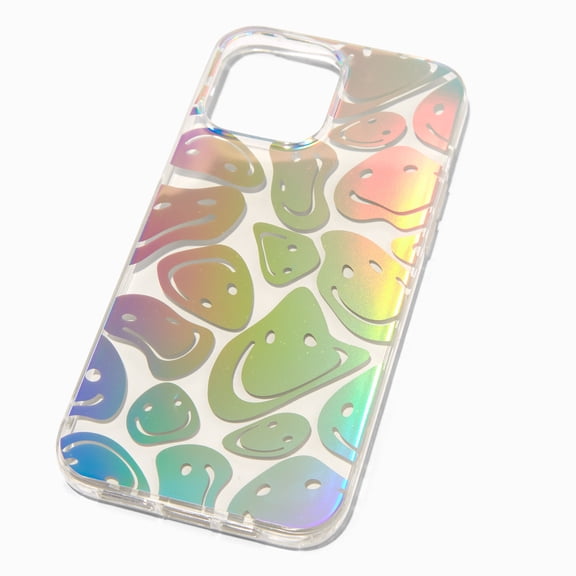 Claire's Holographic Happy Face Protective Phone Case - Fits Apple iPhone 13 Pro Max