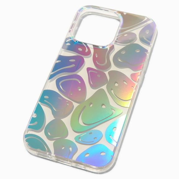 Claire's Holographic Happy Face Protective Phone Case - Fits Apple iPhone 13 Pro