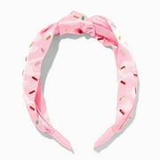 Claires Knotted Headbands for Girls Age 8+, Tweens & Teens Size - Cute & Comfortable Fashion Hairband Kids Hair Accessories - Pink Satin Sprinkles