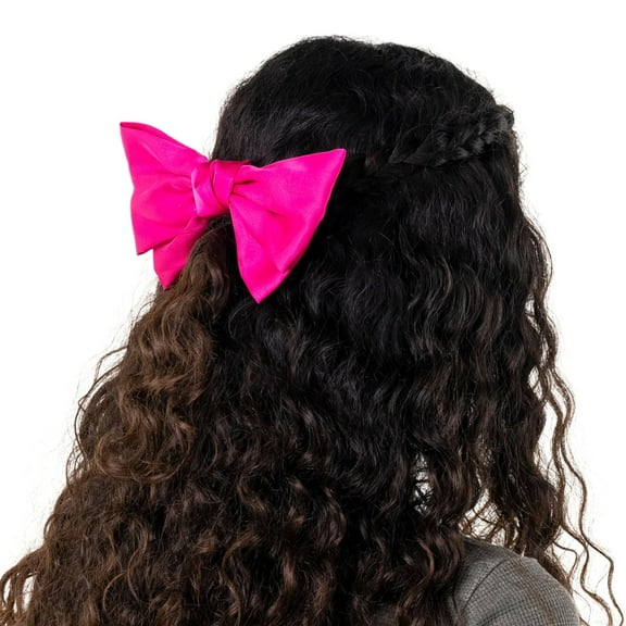 Claire's Large 80s Style Hair Bow Clip, Iconic Hair Accessory, Dazzling Oversized Bow for Women, Distinctive Hair Clip for a Chic Statement, 7-inches Wide (Hot Pink)