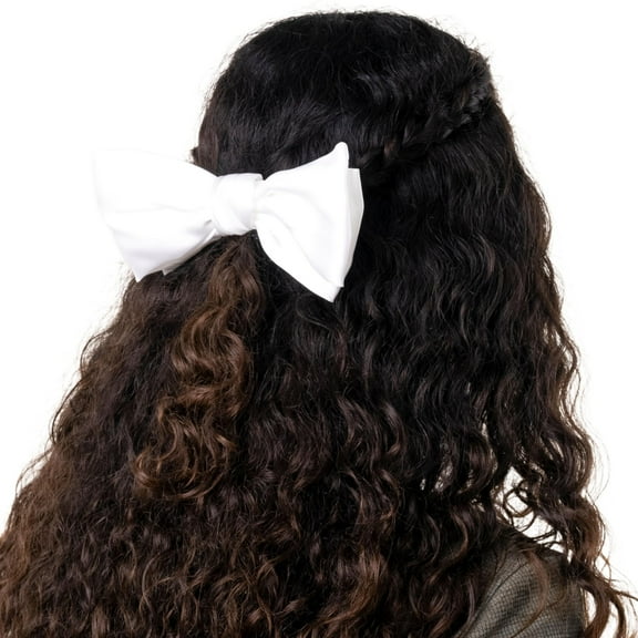 Claire's Large 80s Style Hair Bow Clip, Iconic Hair Accessory, Dazzling Oversized Bow for Women, Distinctive Hair Clip for a Chic Statement, 7-inches Wide (White)