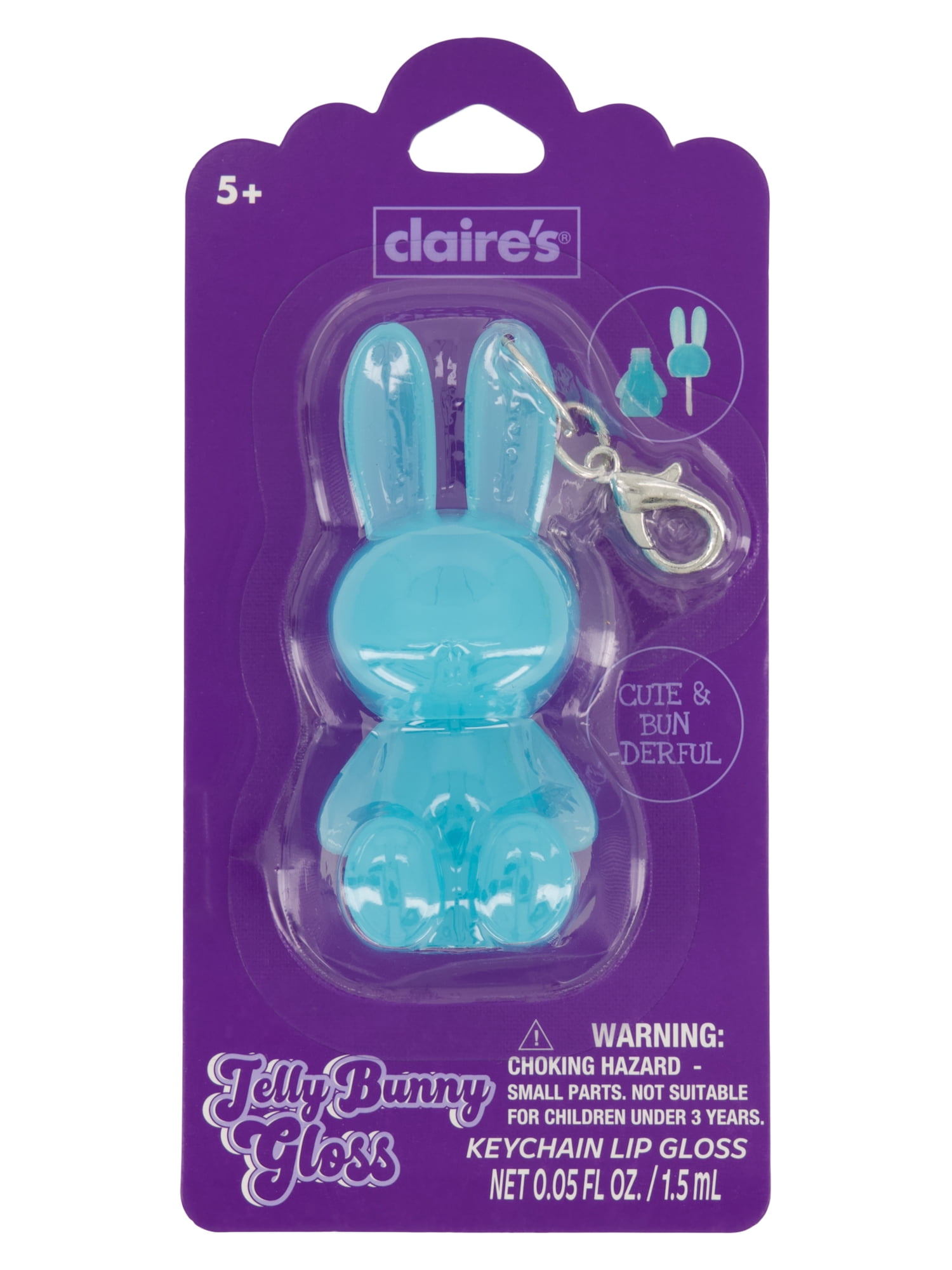 Claire's Lip Gloss Keychain - Jelly Blue Bunny