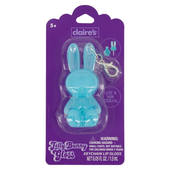 Claire's Lip Gloss Keychain - Jelly Blue Bunny