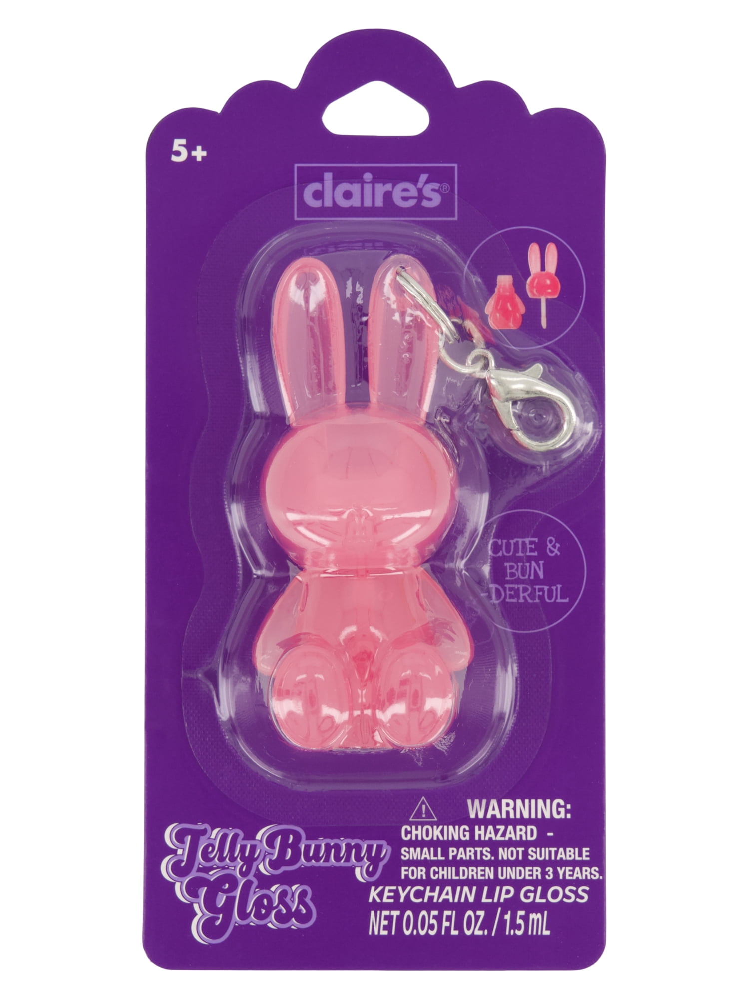 Claire's Lip Gloss Keychain - Jelly Pink Bunny