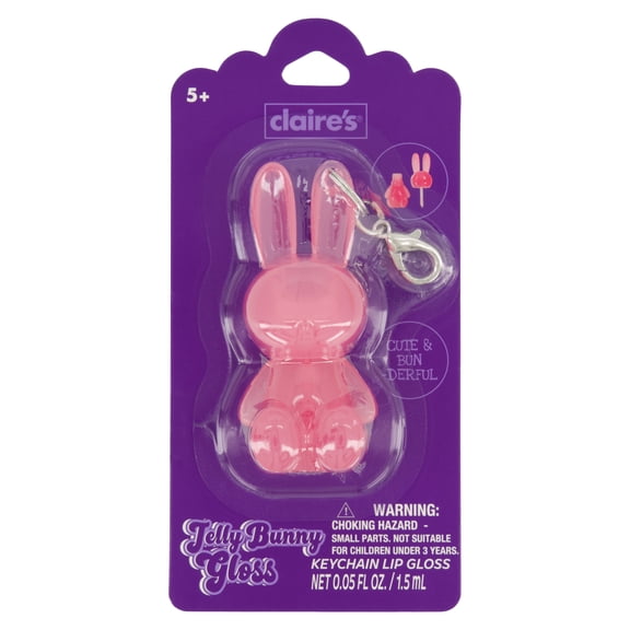 Claire's Lip Gloss Keychain - Jelly Pink Bunny