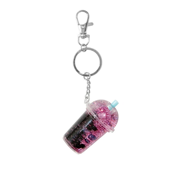 Claire's Liquid Glitter Filled Boba Tea Keychain