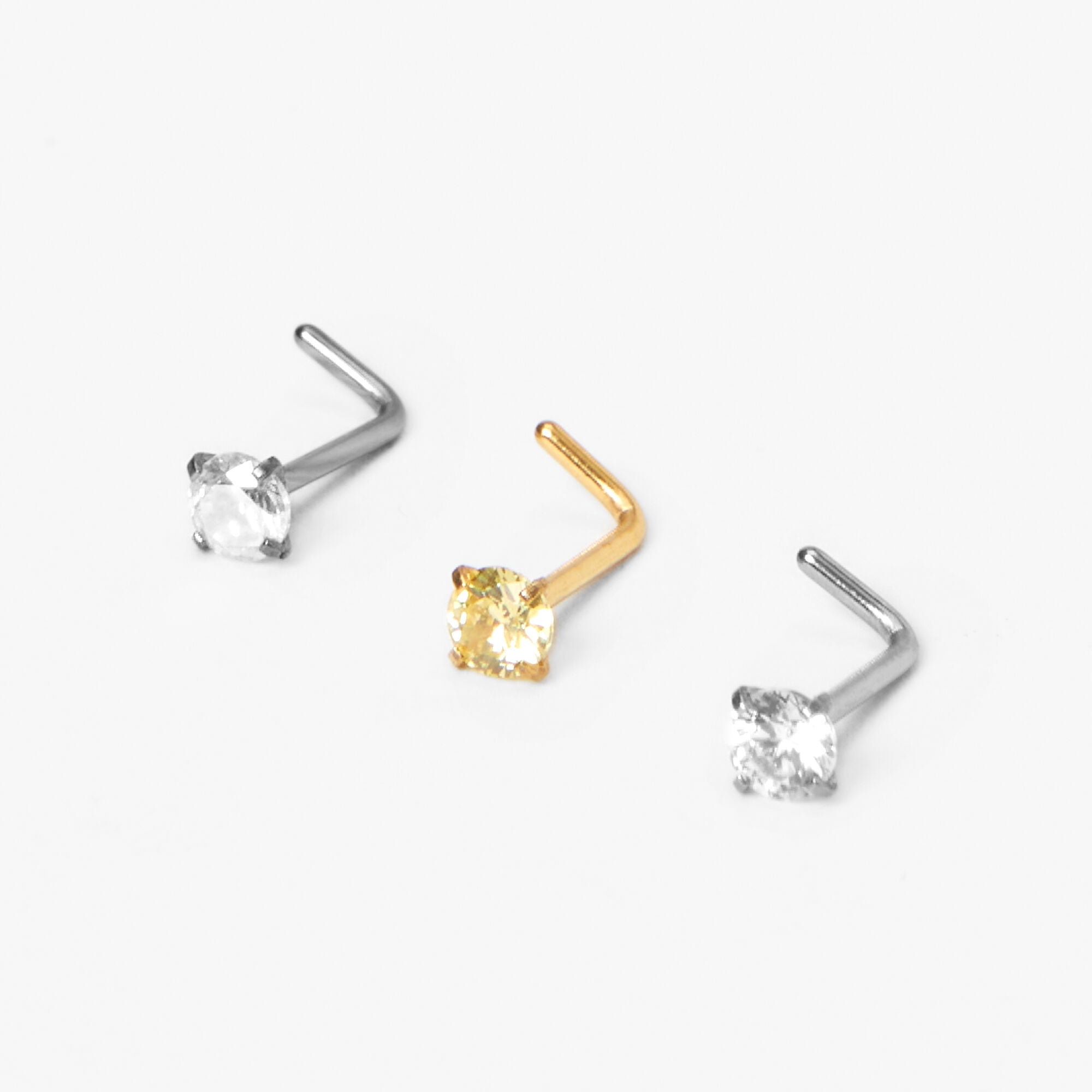 Claire's Mixed Metal 20G Embellished Nose Studs (3 Pack)
