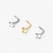 Claires Mixed Metal 20G Embellished Nose Studs 3 Pack