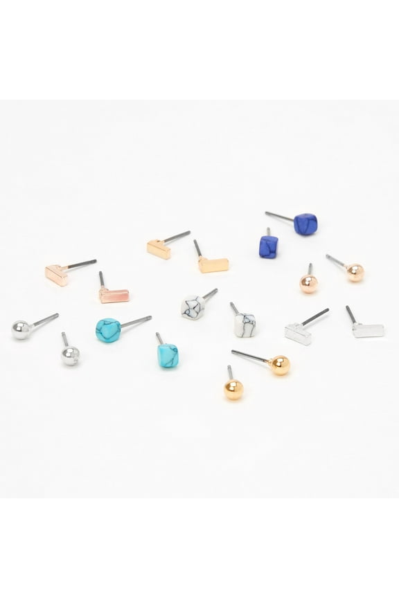 Claire's Mixed Metal Ball & Bar Marble Stud Earrings -