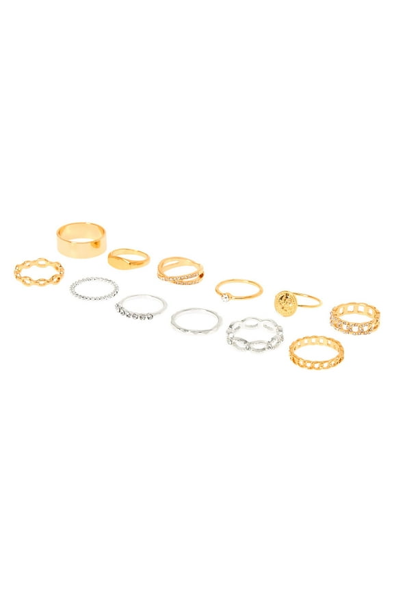 Mixed Metal Chain Rings - 10 Pack
