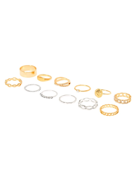 Mixed Metal Chain Rings - 10 Pack