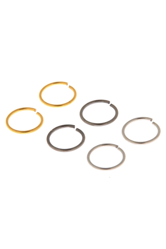 Mixed Metal Holiday 20G Solid Nose Hoop Rings - 6 Pack