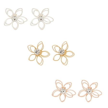 Claire's Mixed Metal Wired Flower Stud Earrings - 3 Pack