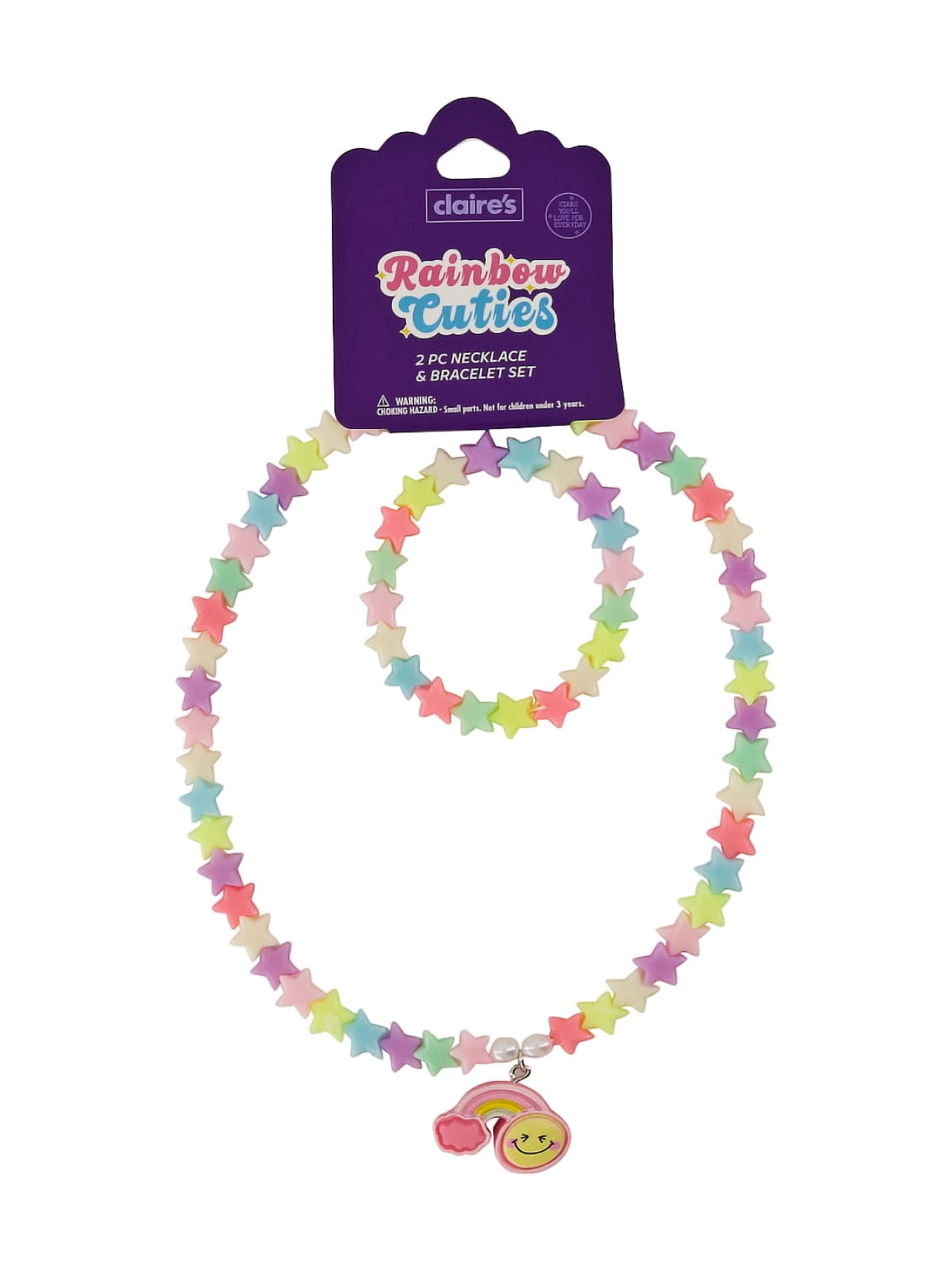 Claire's Necklace/Bracelet Set - Rainbow, 2pcs