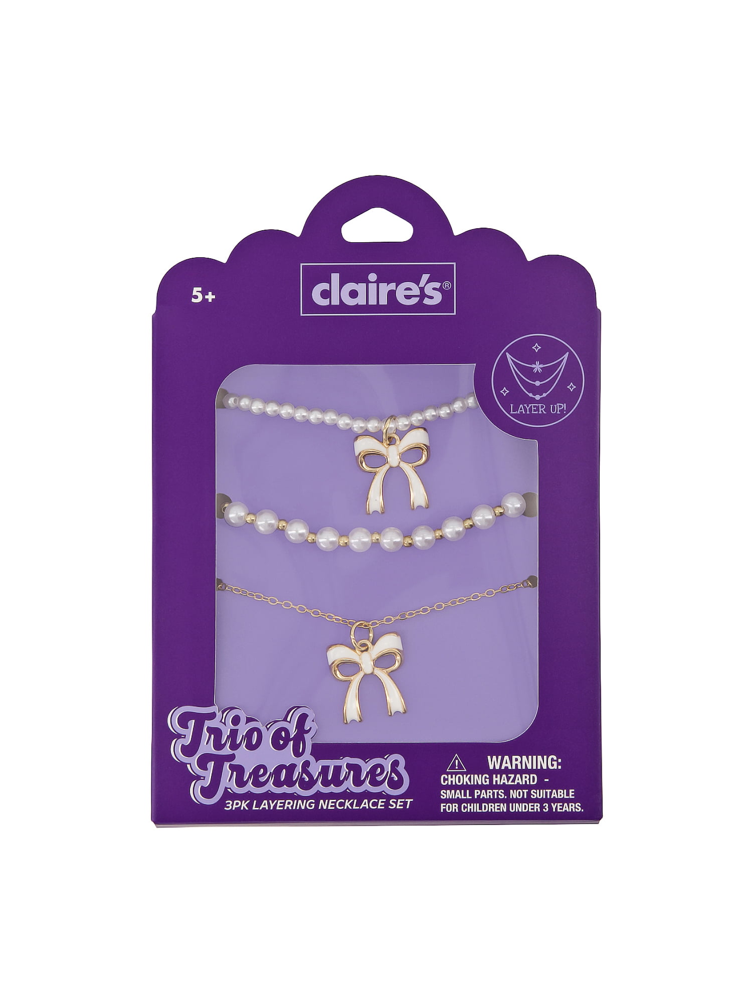 Claire's Necklace Set - Bow, 3pcs