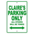 thumbnail image 1 of Claire's Parking Only All Others Will Be Towed Name Gift Novelty Metal Aluminum 12"x18" Sign, 1 of 1