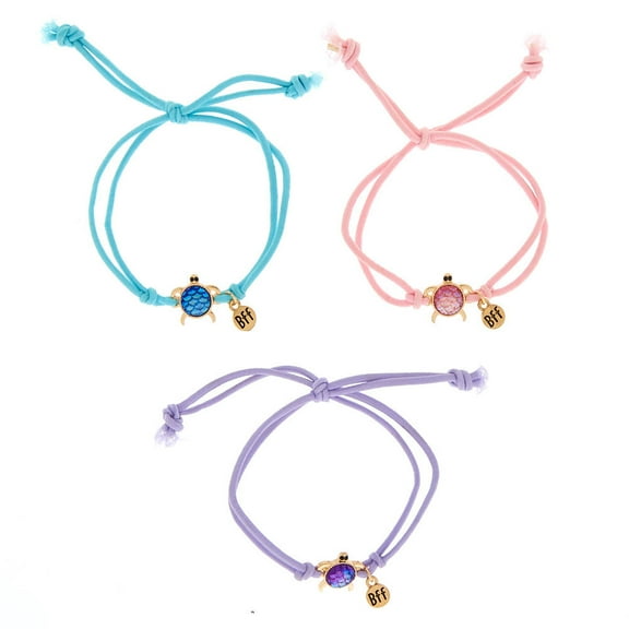 Claire's Pastel Turtle Friendship Bracelets Adjustable, Metal, 3 Pack