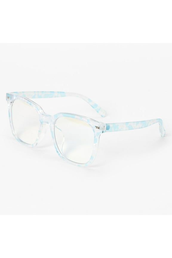 Pearlized Blue Retro Clear Lens Frames