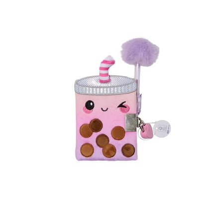 Claire's Children's Pink Boba Tea Mini Diary with Pen, Heart Lock and Key, 25 Pages