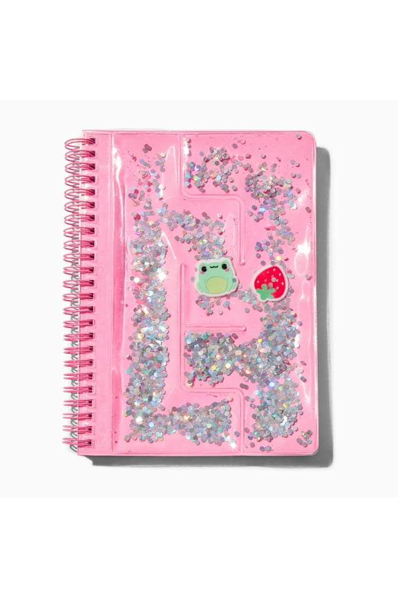 Pink Glitter Cover Notebook with Frog and Strawberry Charm