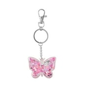 Claires Pink Glitter Filled Butterfly Keychain