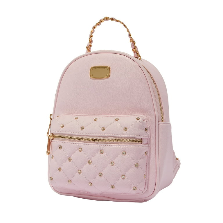 Claire's Pink Mini Backpack with Gemstones and Gold Accents