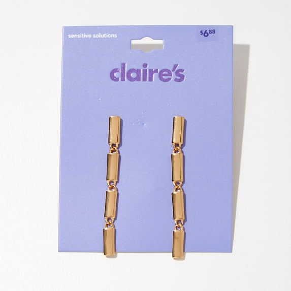 Claire's Post Back Gold 4-Bar Linear Drop Earrings