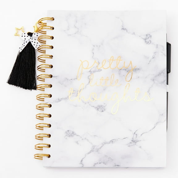 Claire's Pretty Little Thoughts Marble Notebook - White
