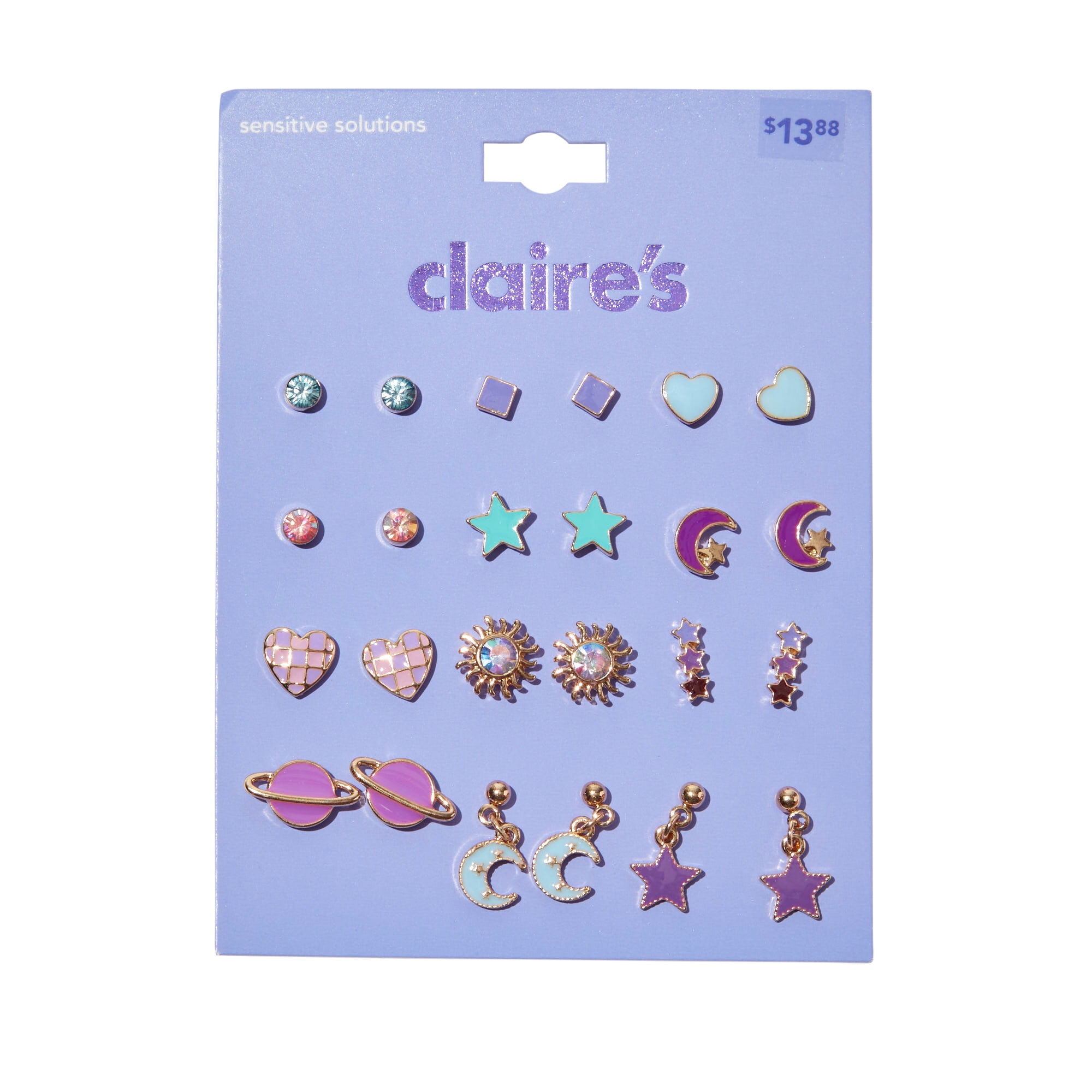 全新 Claire set tops AM1335 Claire's Teen Girls' Flower Assorted Crystal Stud Earrings