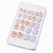 Claires Purple Daisy Square Press on Vegan Faux Nail Set - 24 Pack