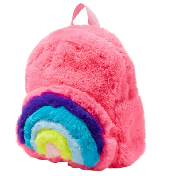 Claire's Rainbow Pink Fuzzy Backpack